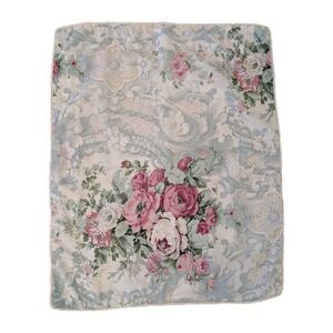 Vintage Westpoint Stevens Rose Floral Pillow Sham 31 x25" Pink Green Gray White